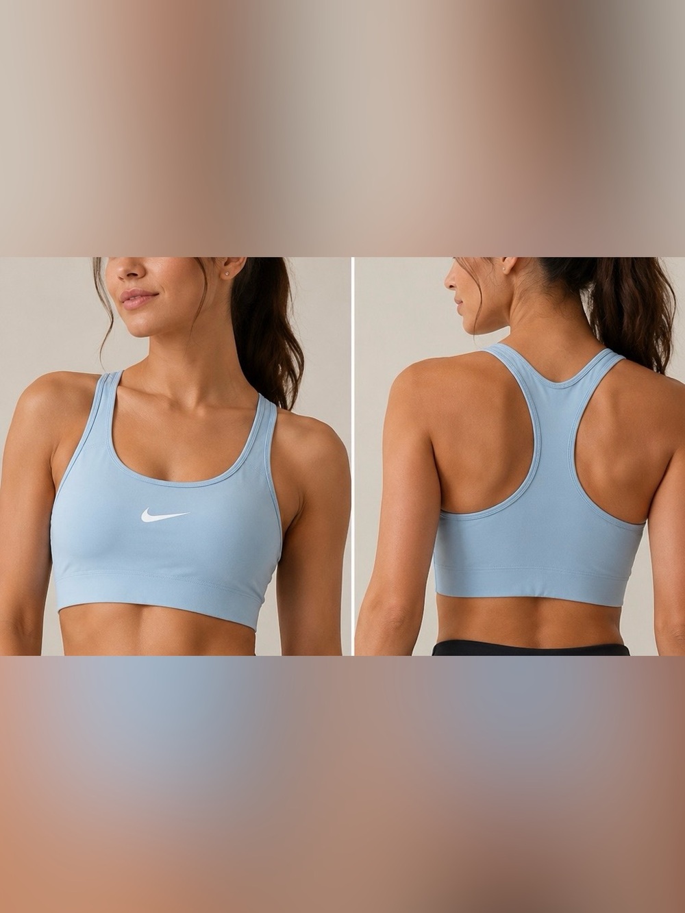 Nike Sky Blue Racerback Sports Bra with White Swoosh